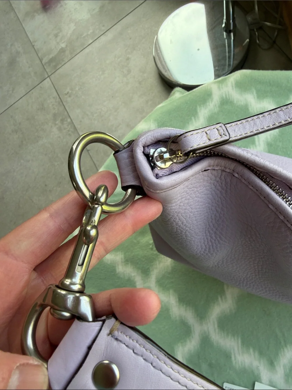 Coach Pebble Leather Shoulder Bag in Light Lavender lilac color